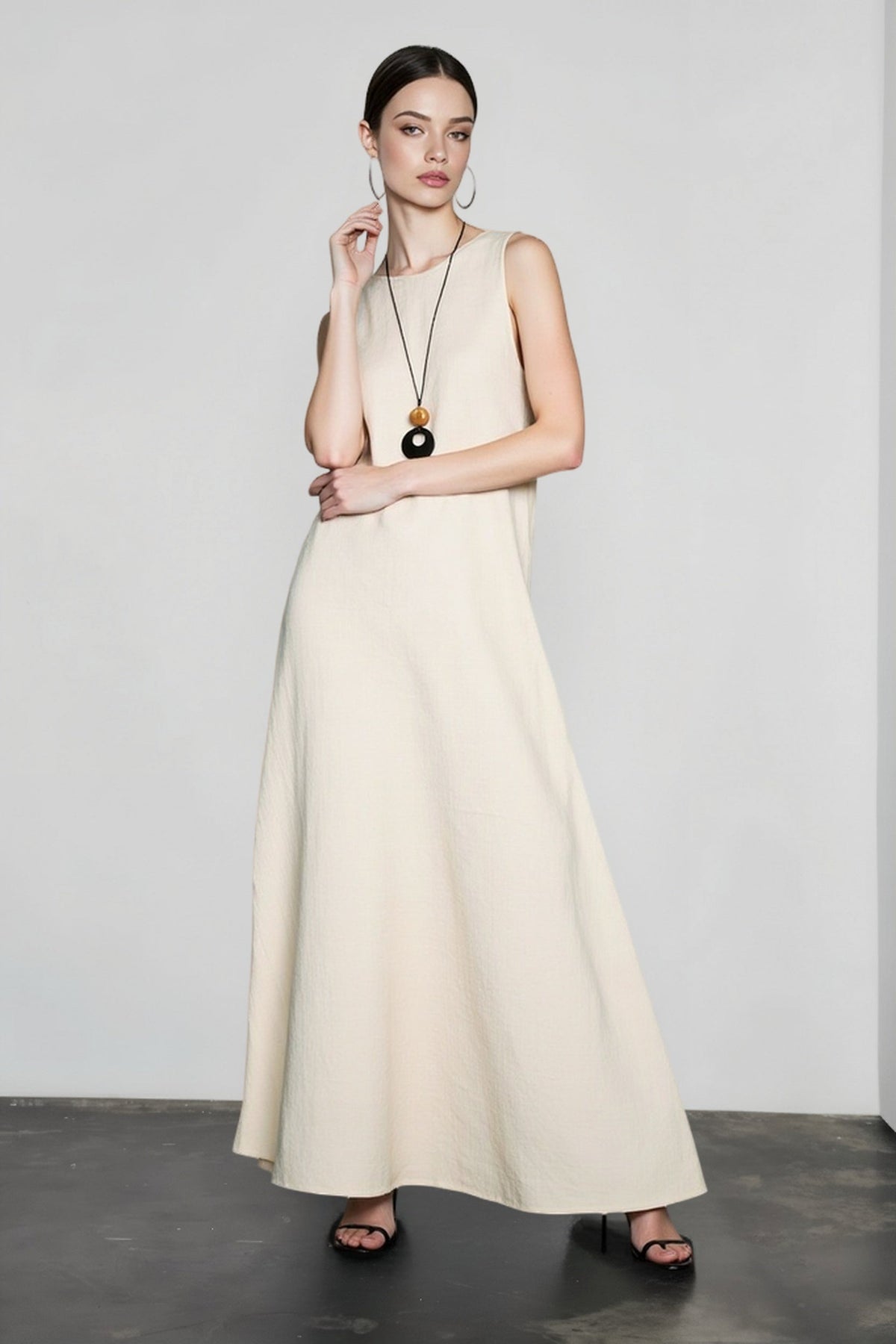 Pure Linen Tank Maxi Vacation Dress