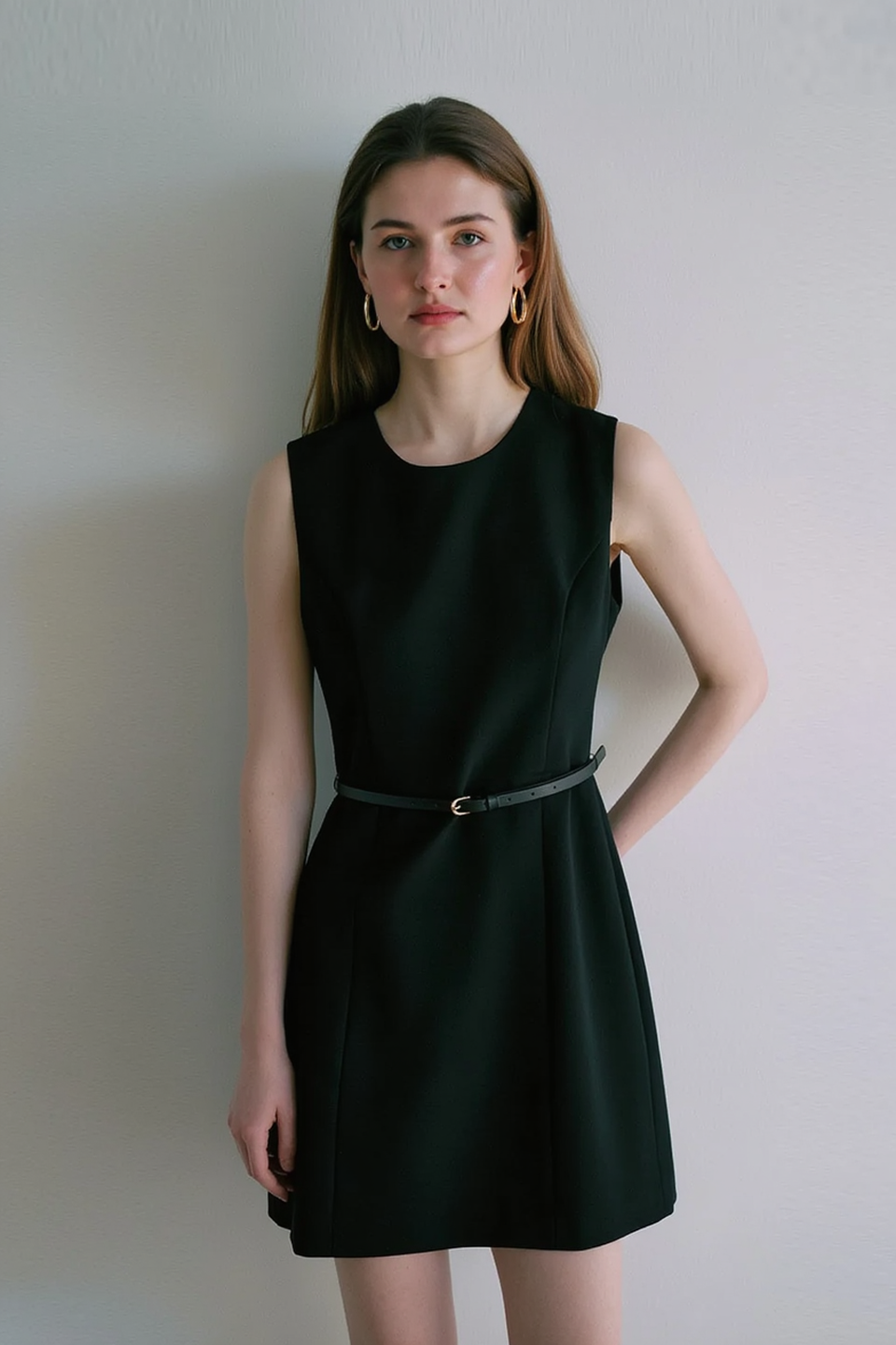 Sleeveless Cinched A Line Work Dress