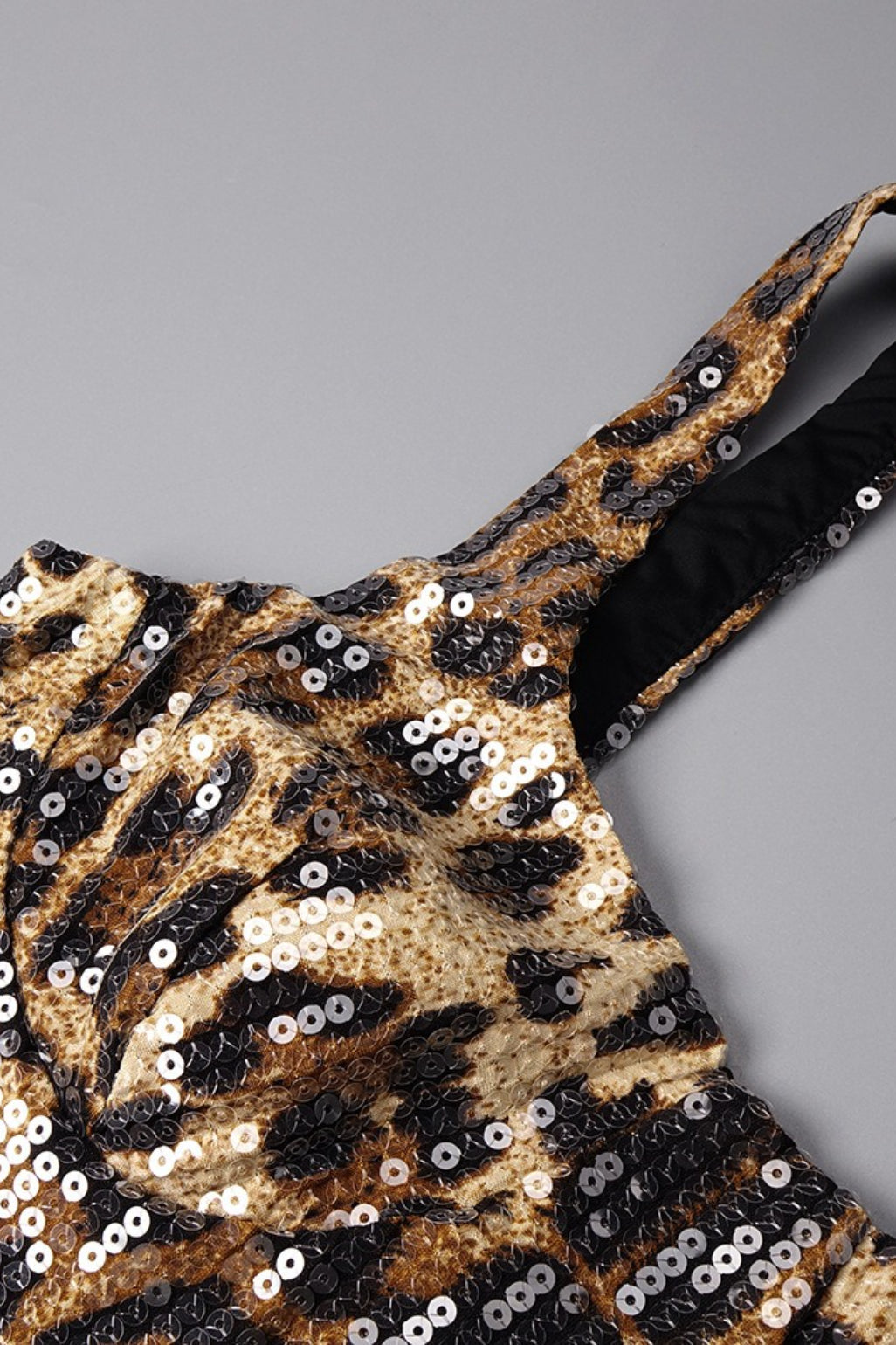 Leopard Sequin Sheer Cape Cut Out Mermaid Maxi Gown - View 8