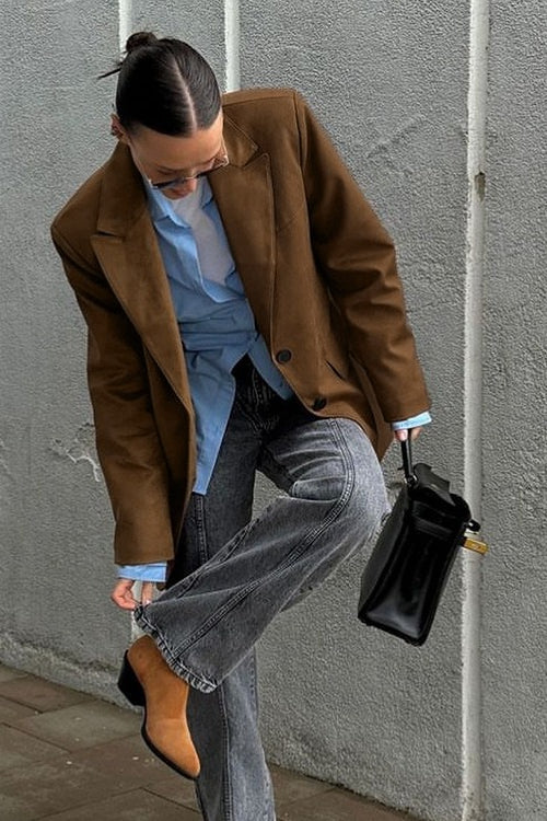 Suede Leather Vintage Brown Blazer