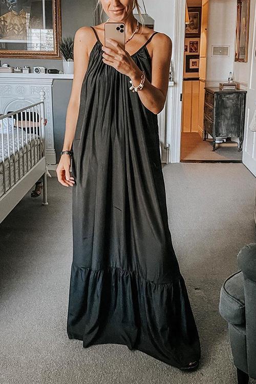 Spaghetti Strap V-Neck Tiered Ruffle Hem Maxi Dress - View 5