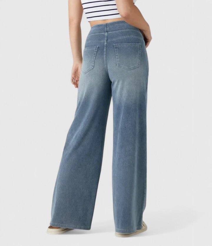 High Waist Wide Leg Washed Jeans 2
