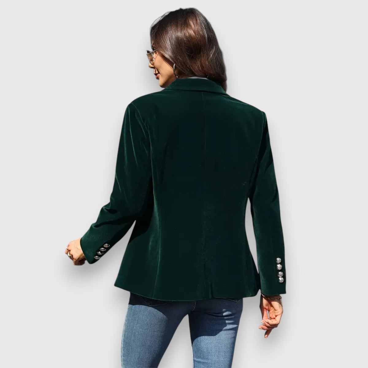 Velvet Notch Lapel Single Button Blazer 3