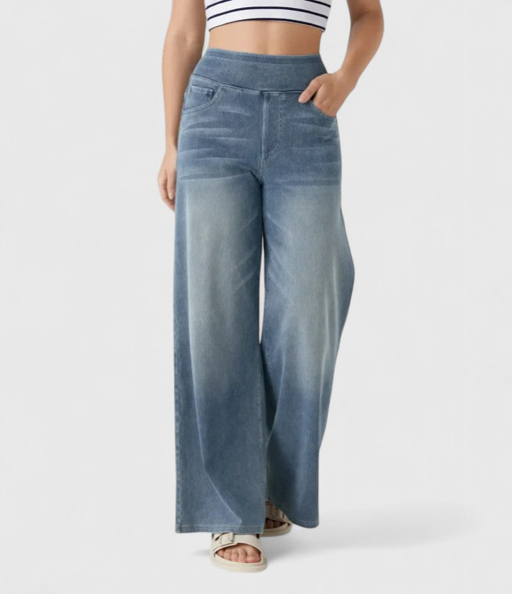 High Waist Wide Leg Washed Jeans 3