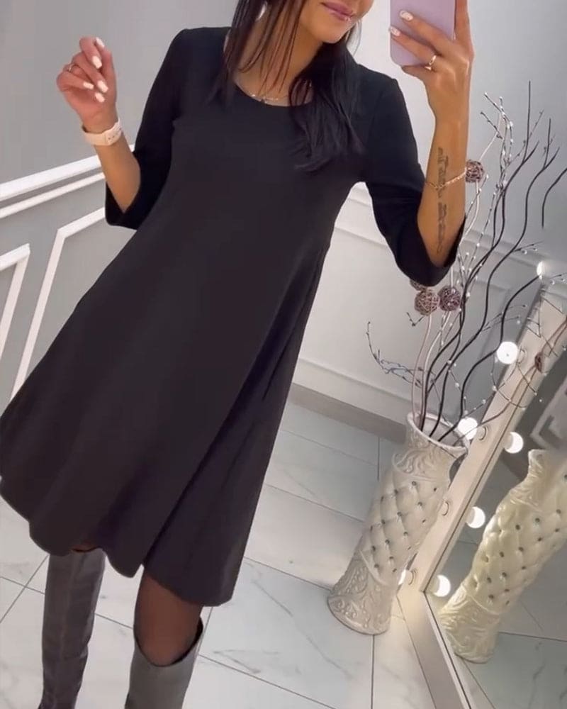 V-Neck Wrap Short Sleeve A-Line Midi Dress - View 3