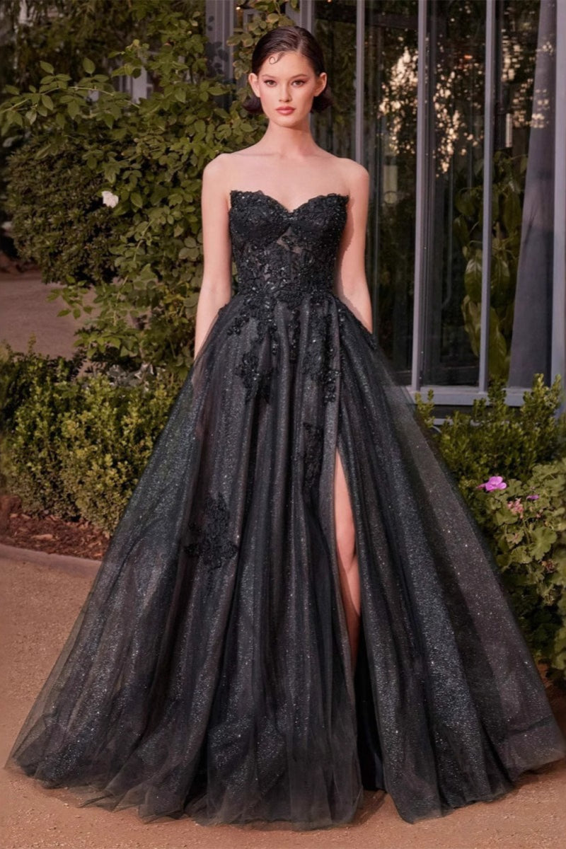 Tulle Sweetheart Strapless Lace High Split A-Line Ball Gown