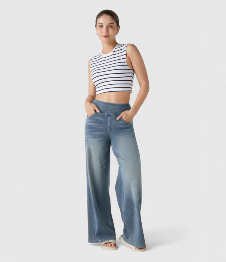 High Waist Wide Leg Washed Jeans 6