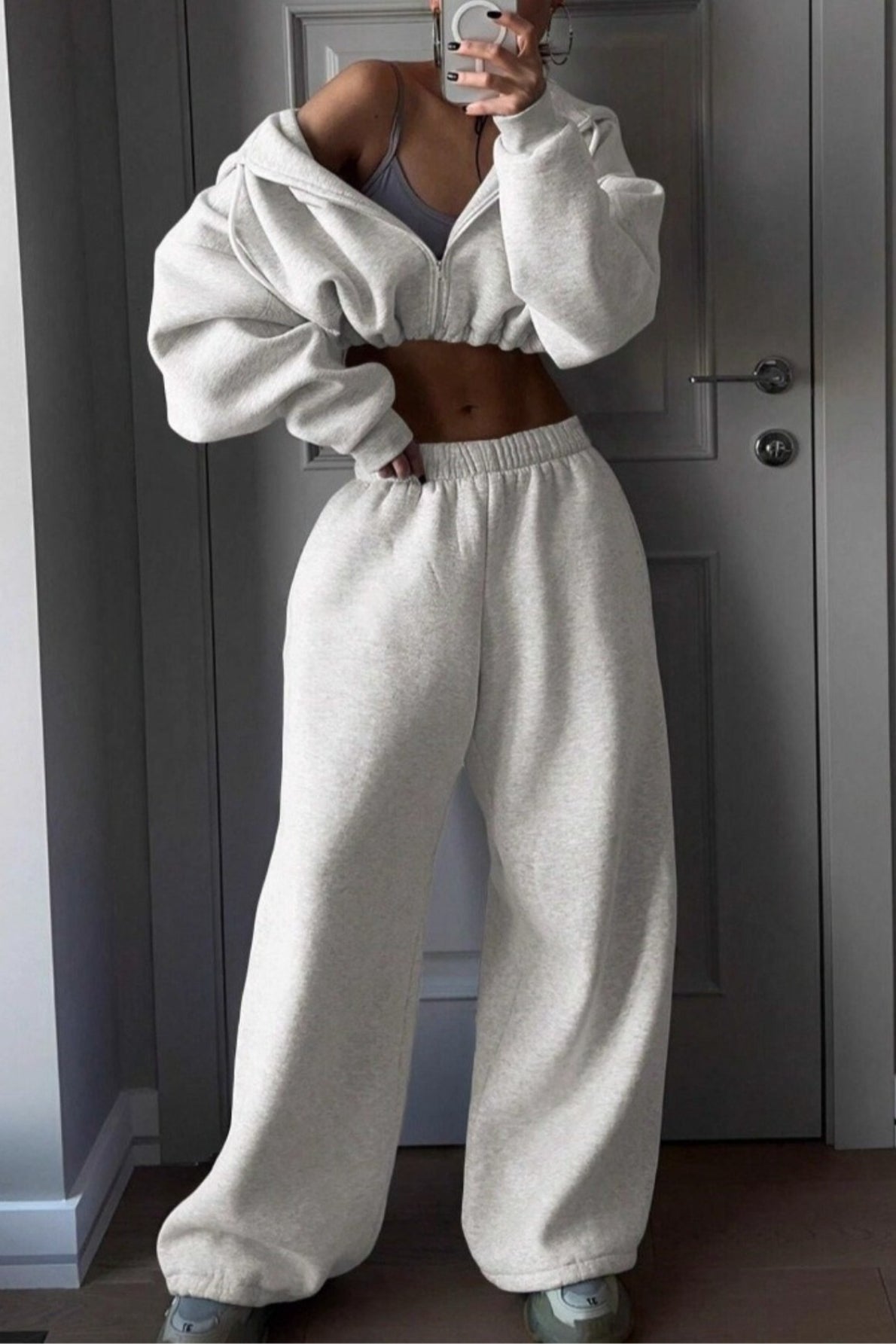 Sporty Crewneck Sweatpants Activewear Set