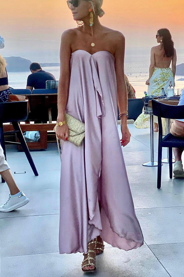 Norma Morning Grace Off Shoulder Satin Bouquet Party Maxi Dress