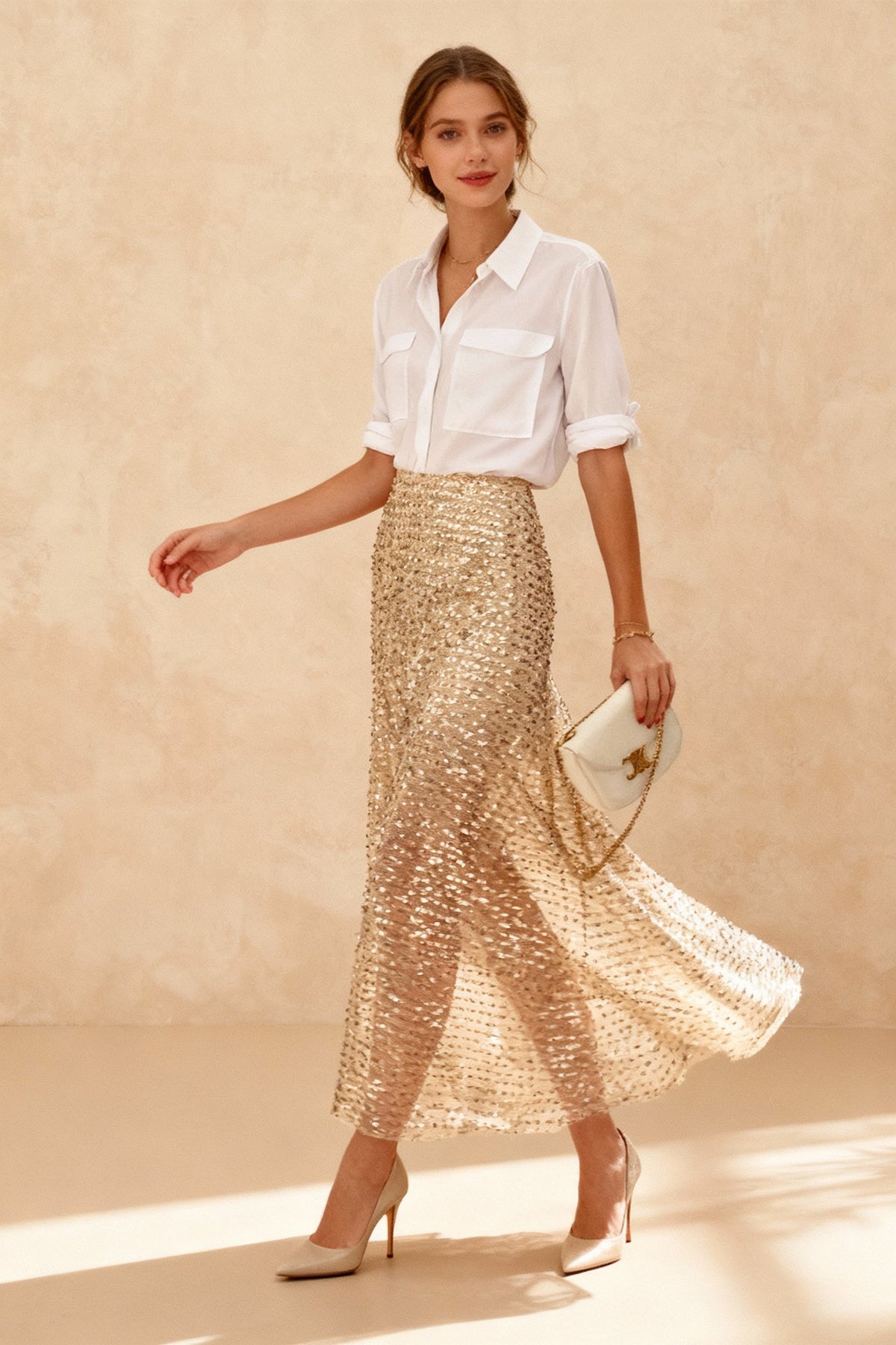 Sequins High-Waisted Maxi Skirt