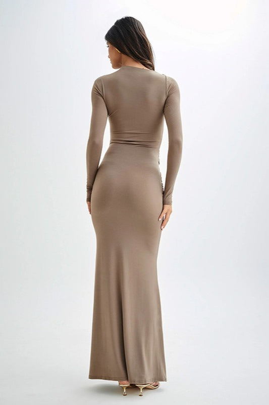 Long Sleeve Crew Neck Maxi Dress