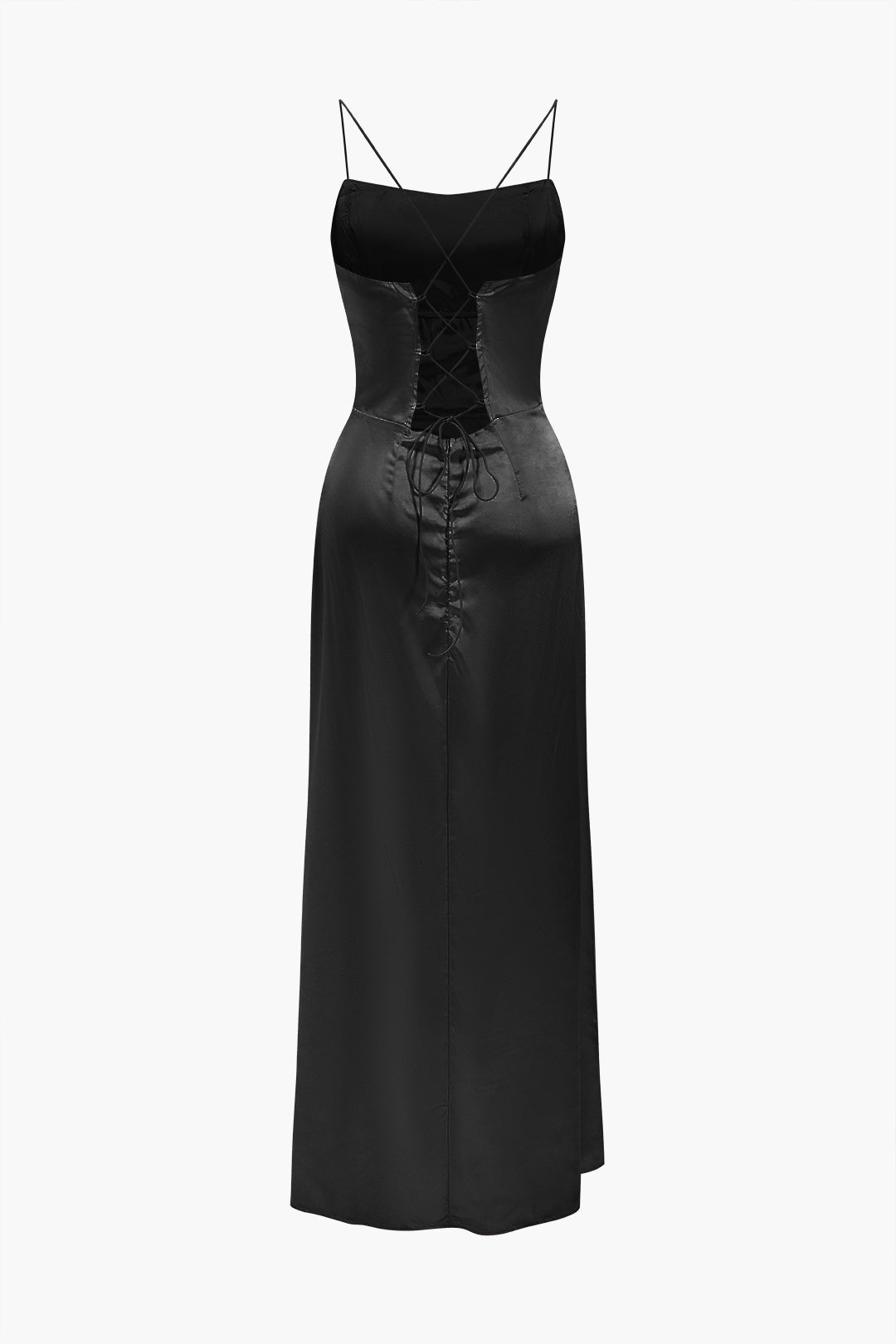 Corset Cowl Neck High Slit Maxi Dress - View 4