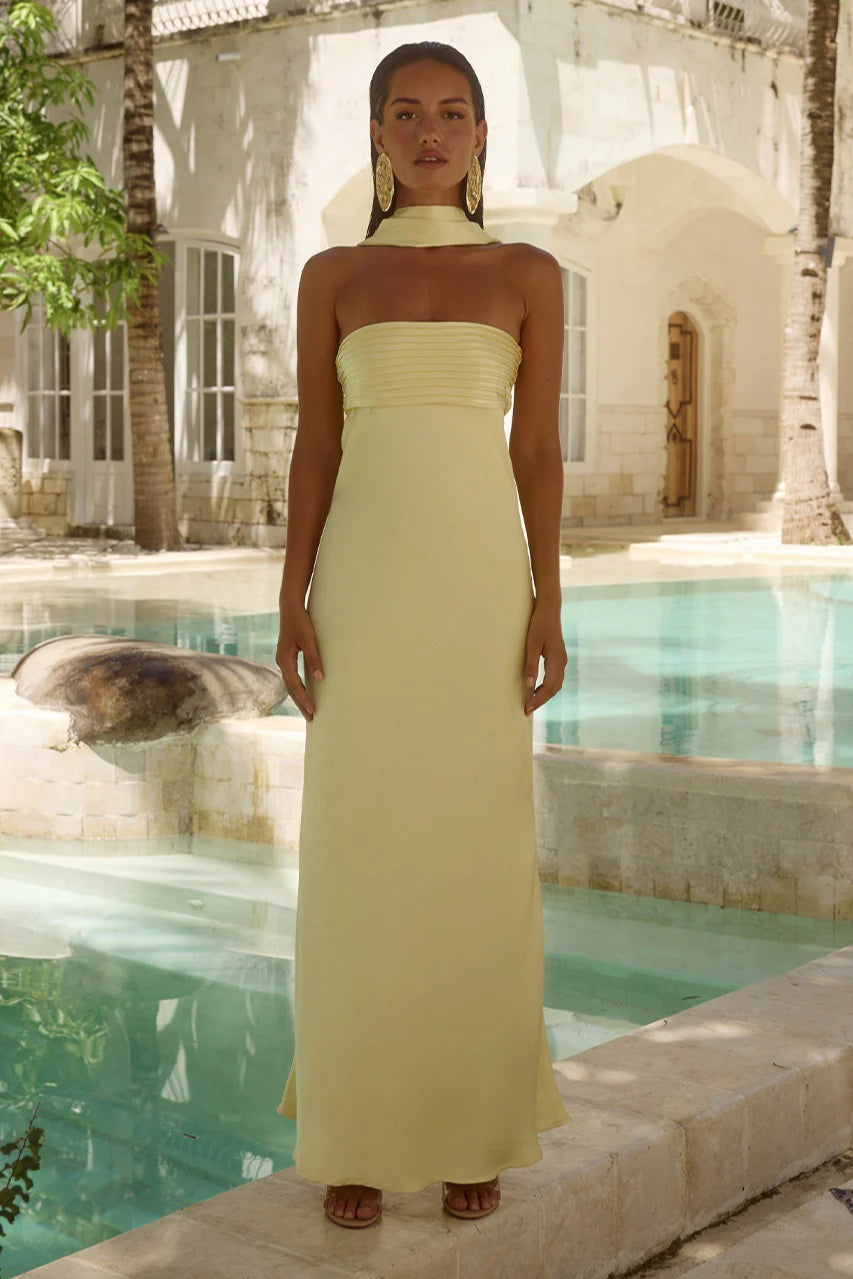 Satin Strapless Ruched Draped Slim Maxi Prom Dress - View 11