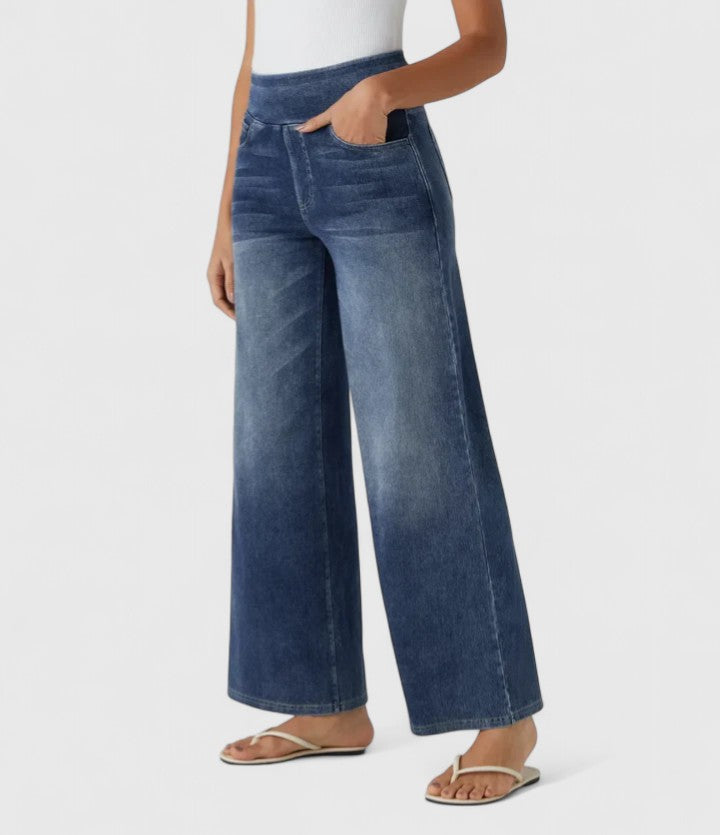 High Waist Wide Leg Washed Jeans 9