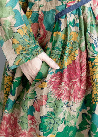Tropical Print Long Sleeve Crew Neck Flowy Maxi Dress - View 5
