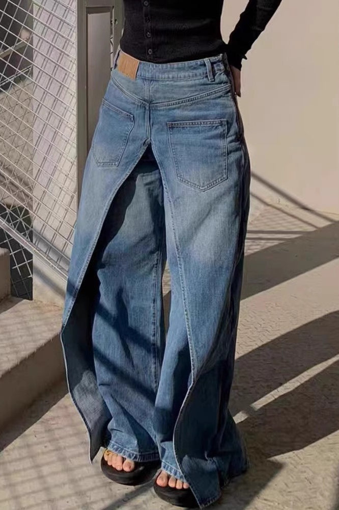 Reversible Deconstructed Wide Leg Jeans