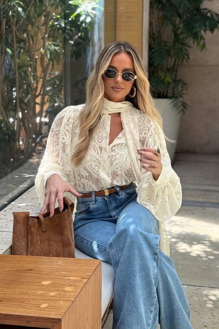 Romantic Sheer Lace Blouse