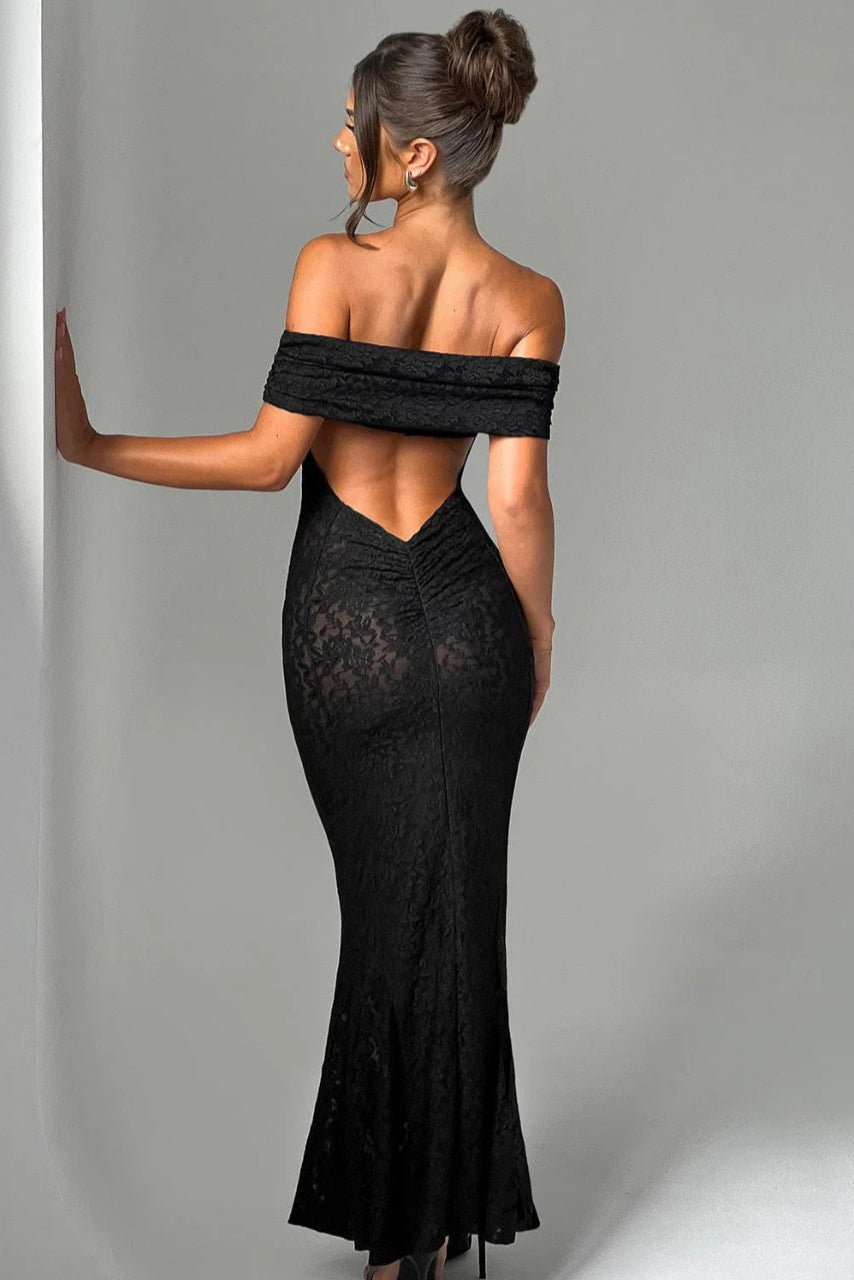 Floral Lace Backless Lace Dress - View 10