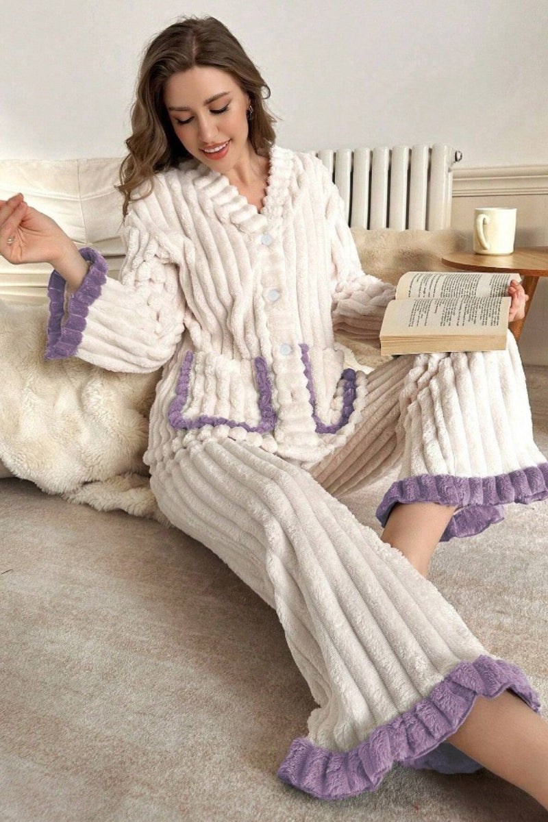 Floral Fleece Sleepwear Pajama Set