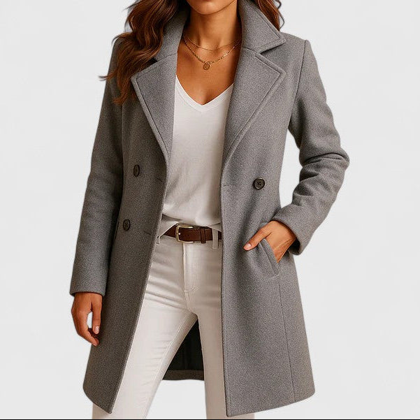 Notch Lapel Single Breasted Wool Look Midi Coat 3