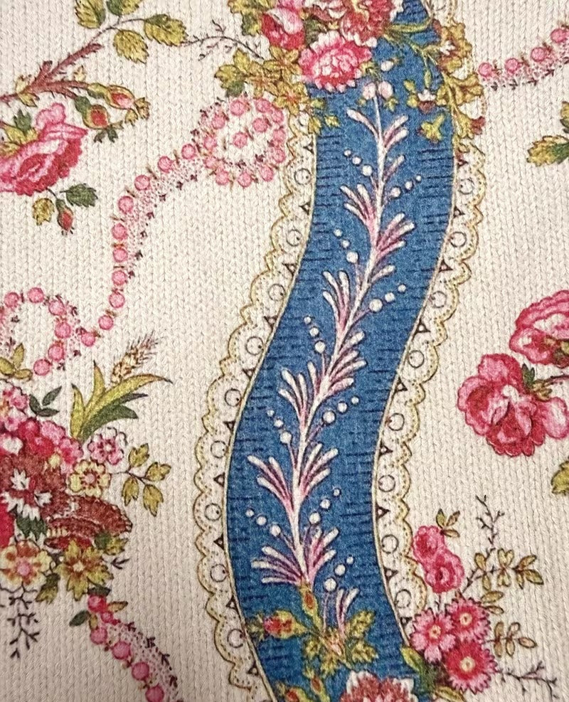 Floral Zip Front Stand Collar Knit Cardigan 4