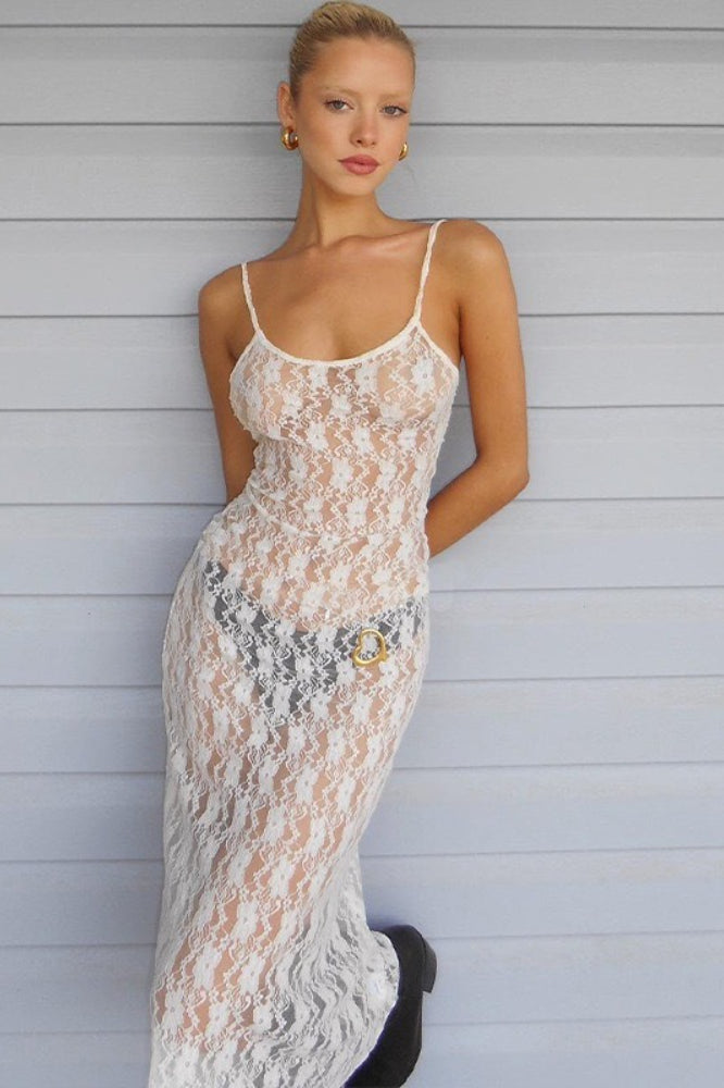 Lace Sheer Mesh Dress