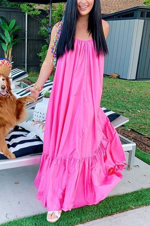 Spaghetti Strap V-Neck Tiered Ruffle Hem Maxi Dress - View 2