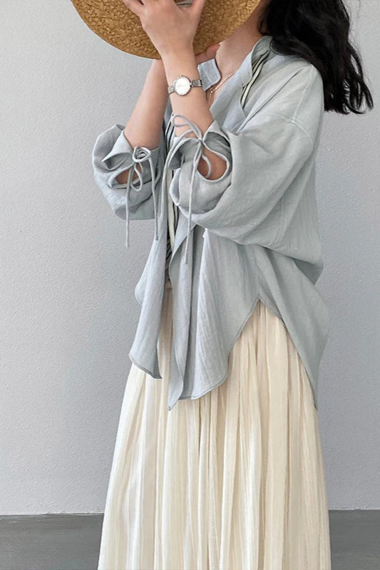 Romantic Retro Relaxed Long Sleeve Top