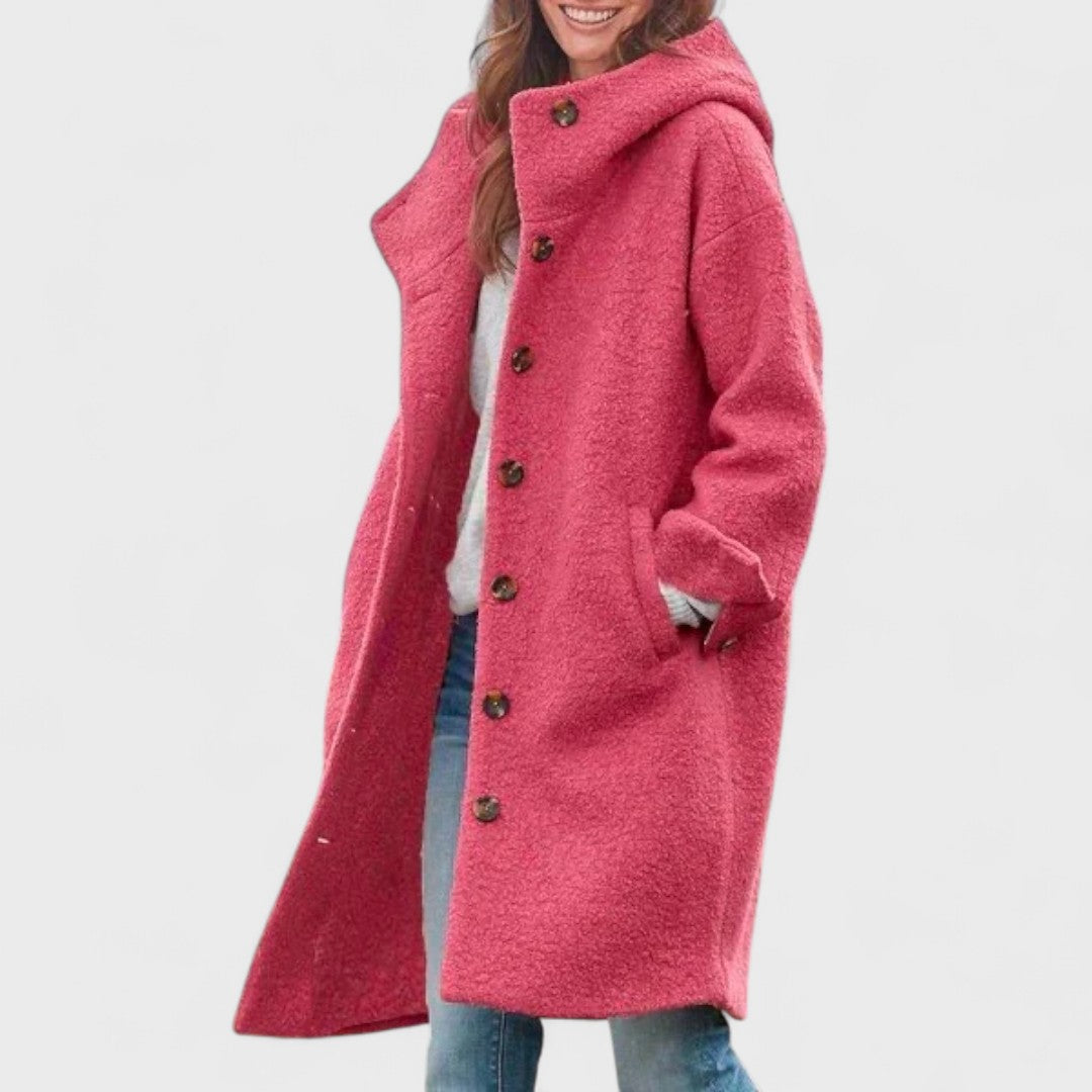 Hooded Button Front Longline Wool Blend Coat 5