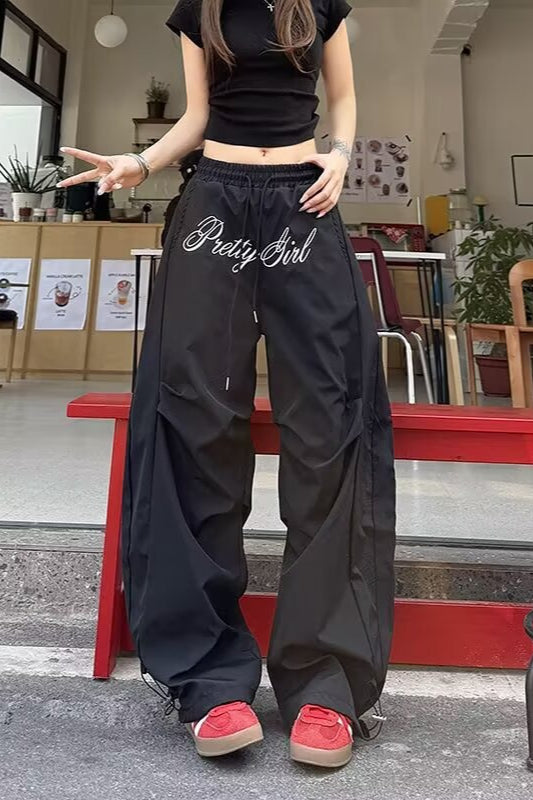 Vintage Hip Hop Curved Blade Wide Leg Cargo Pants