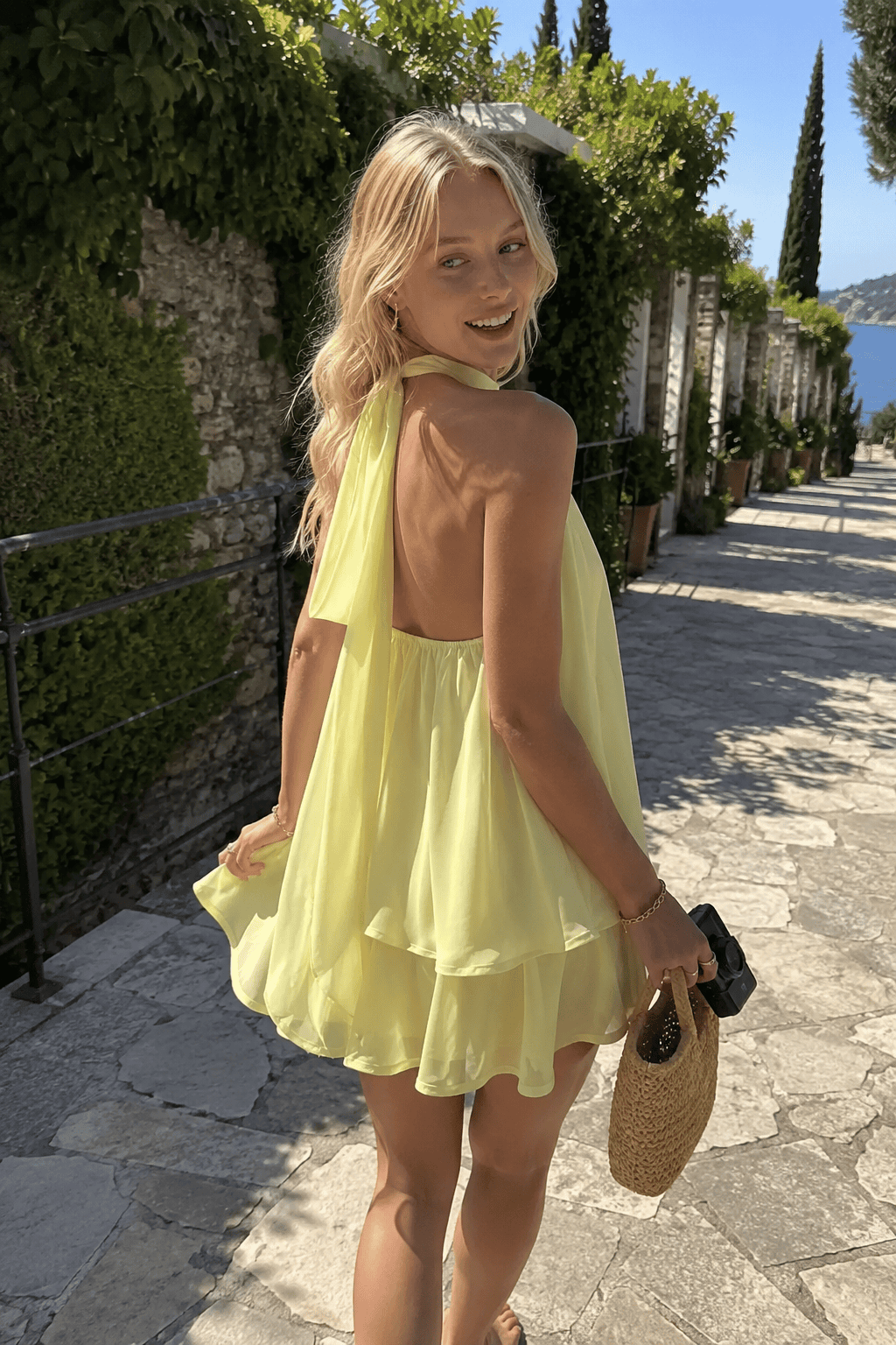 Backless Halter-Neck Mini Dress