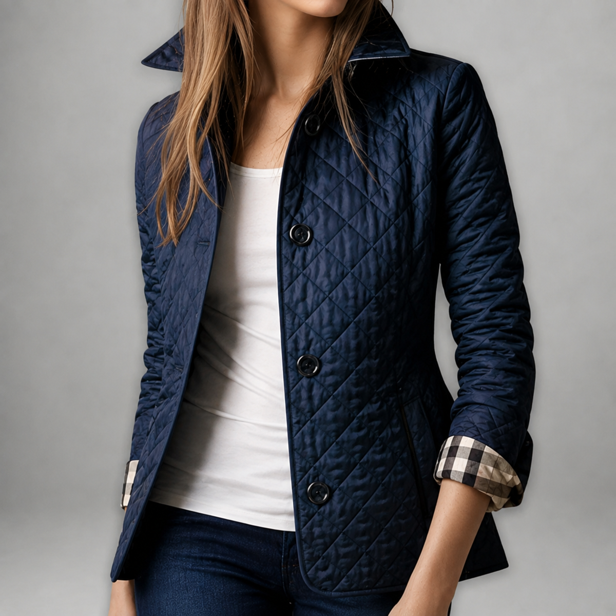 Quilted Stand Collar Button Front Jacket 2