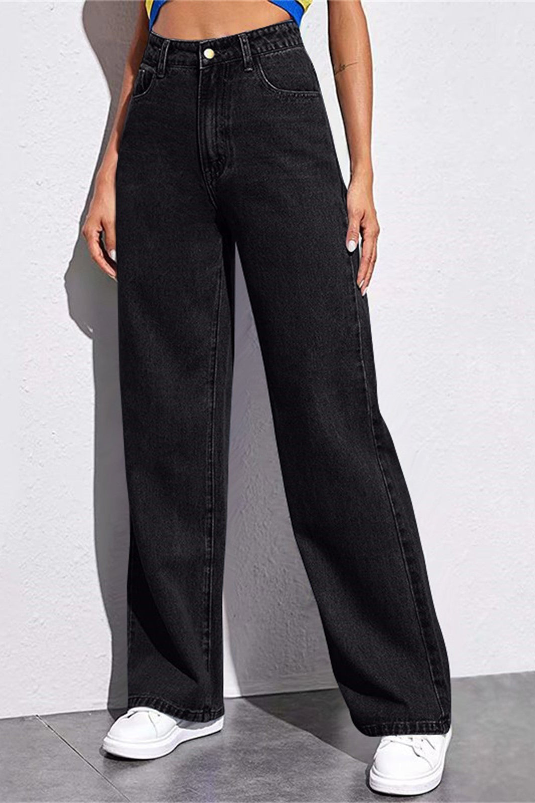 High-Waist Straight-Leg Denim Jeans