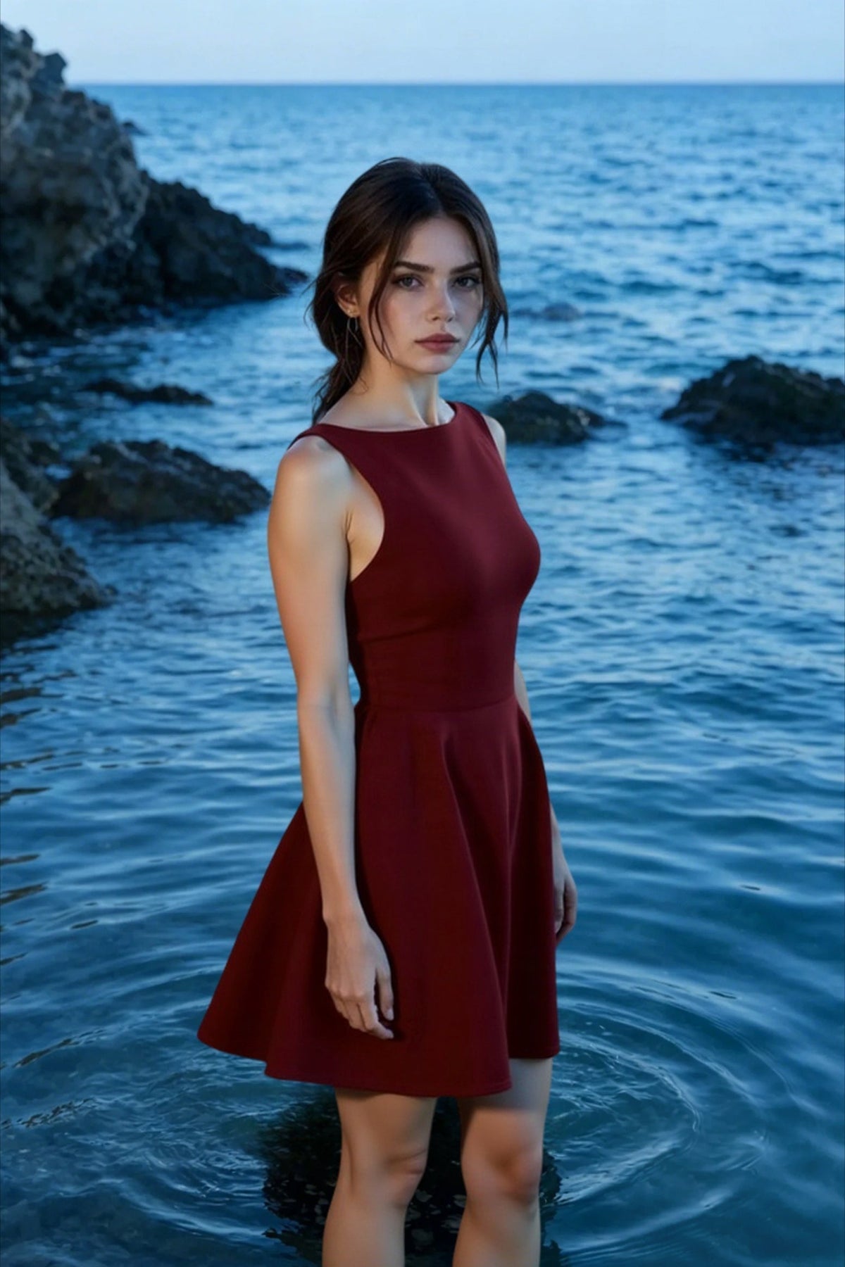 Boat Neck Sleeveless Fit and Flare Mini Party Dress