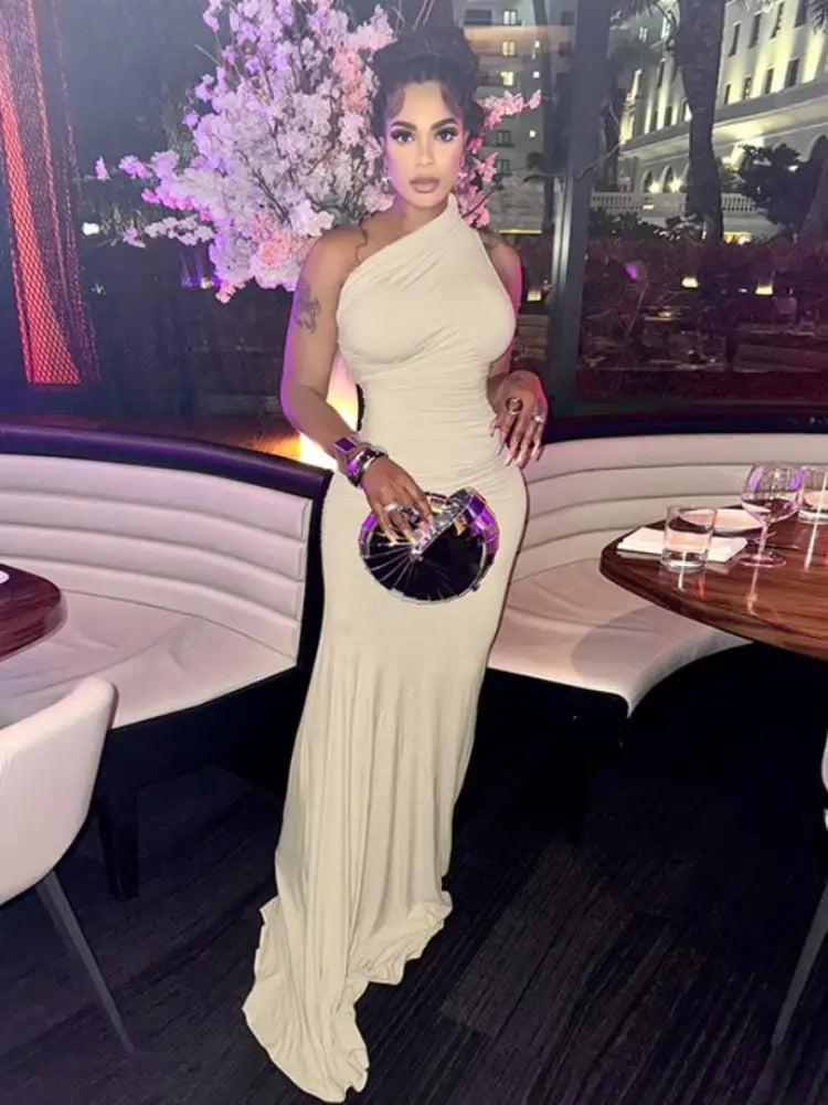 Sleeveless Solid Bodycon Party Maxi Dress - View 2