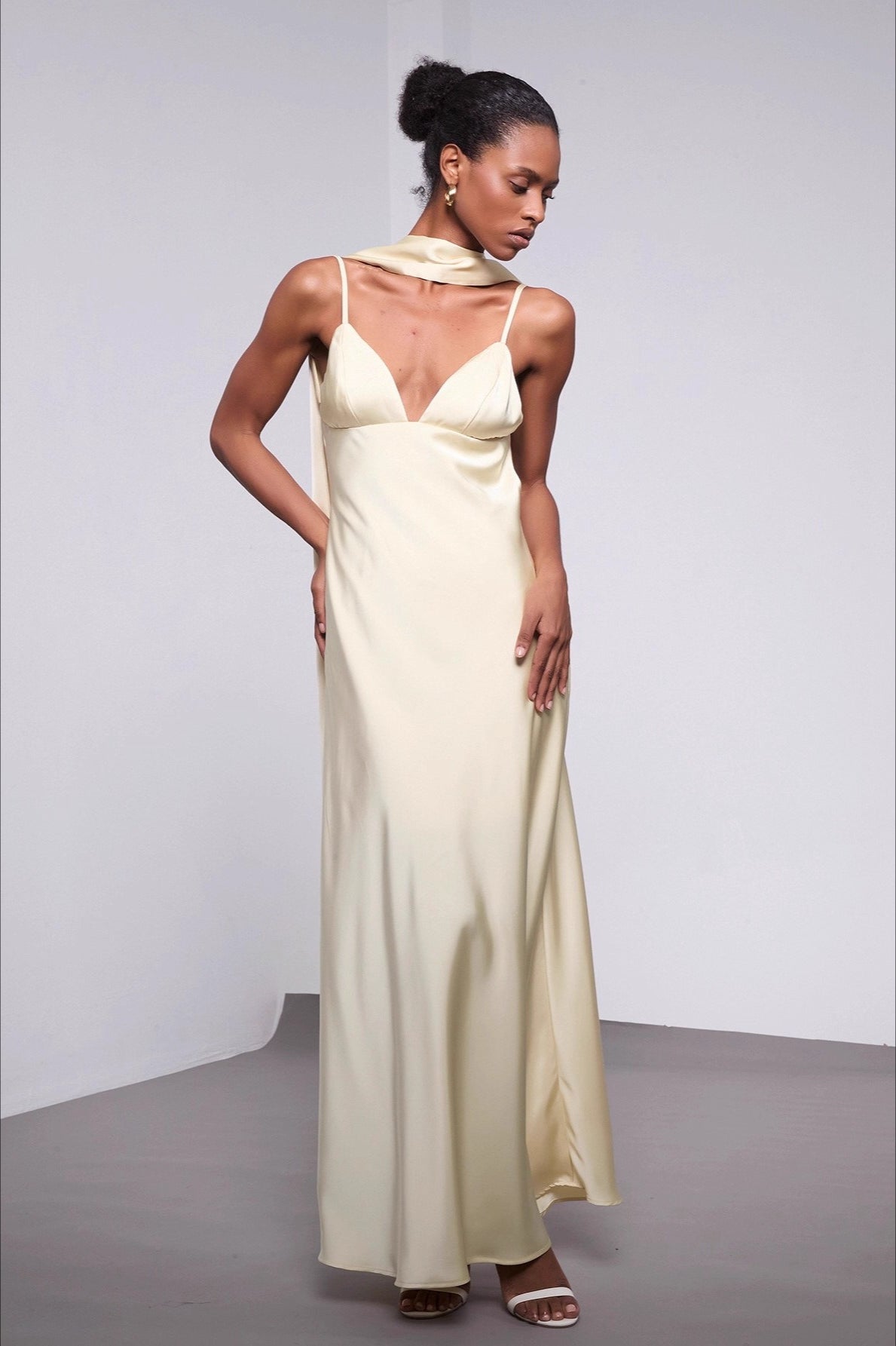 Halter Satin Sash Silk Dress