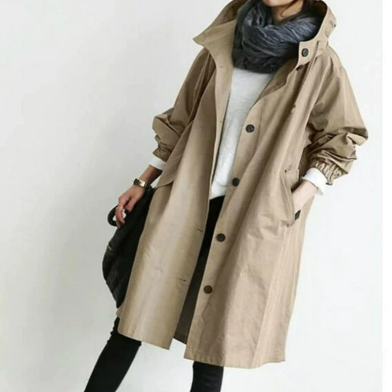 Hooded Button Front Oversized Longline Windbreaker Coat 5