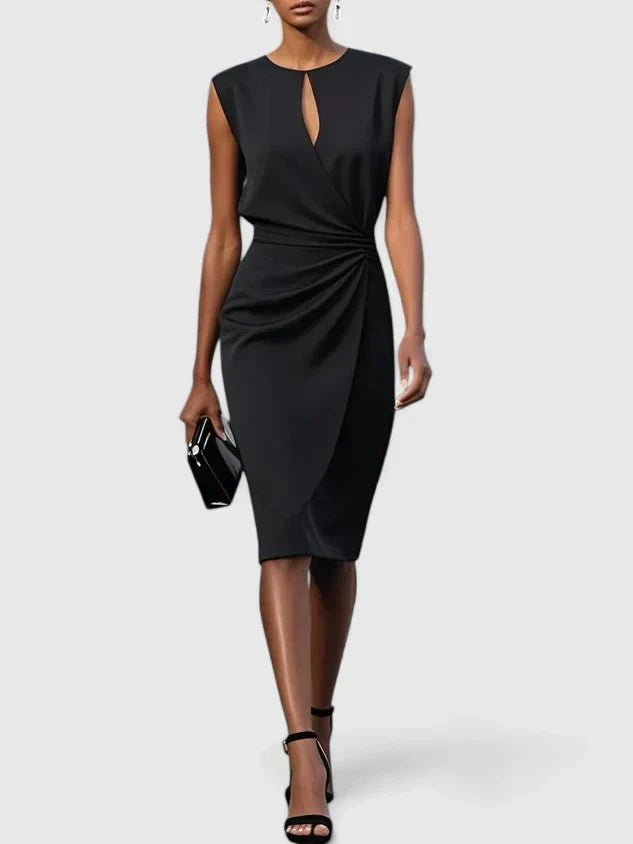 Keyhole Neck Sleeveless Ruched Bodycon Midi Dress 8
