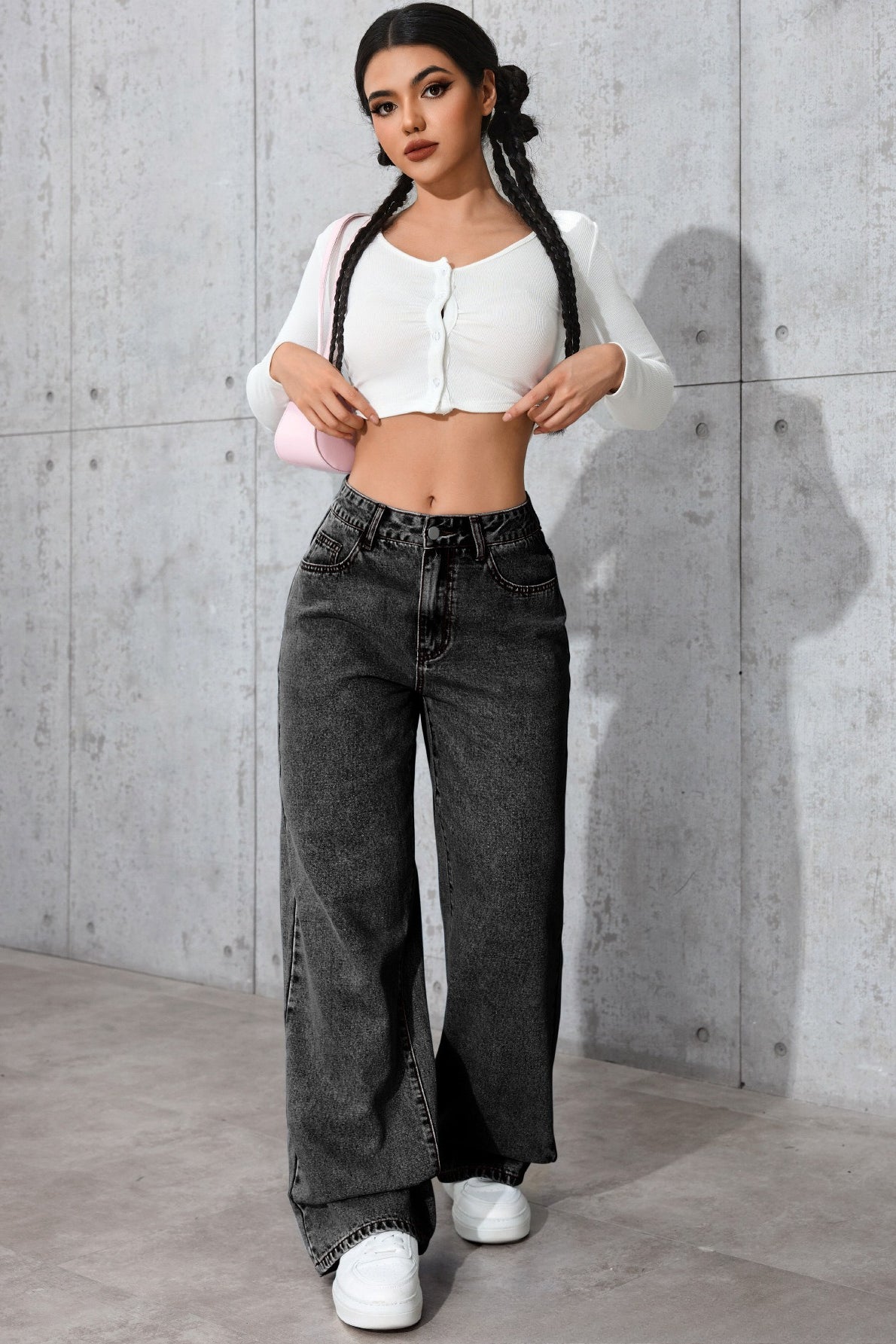 High-Waist Straight-Leg Denim Jeans