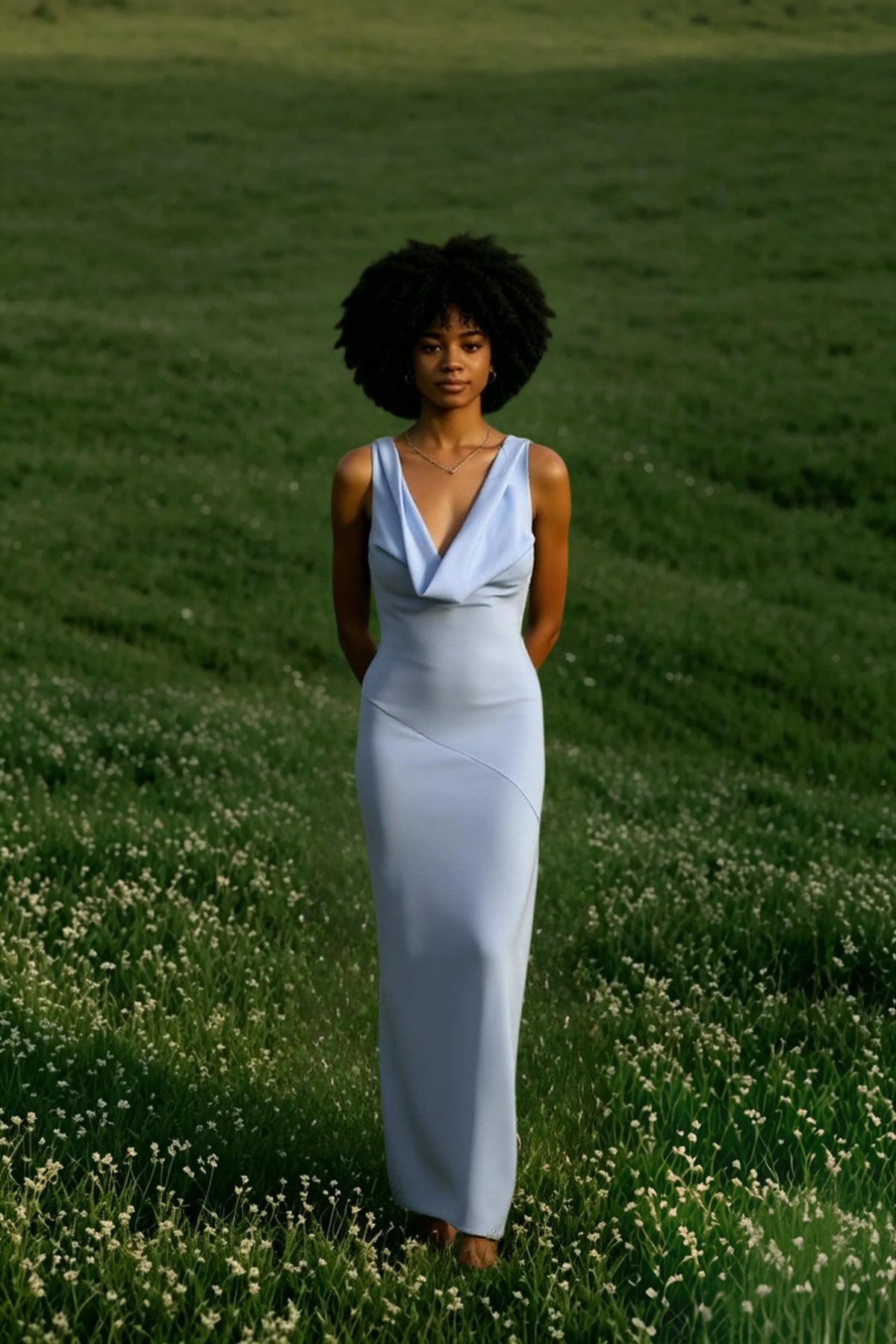 Cowl Neck Sleeveless Satin Column Maxi Dress 3