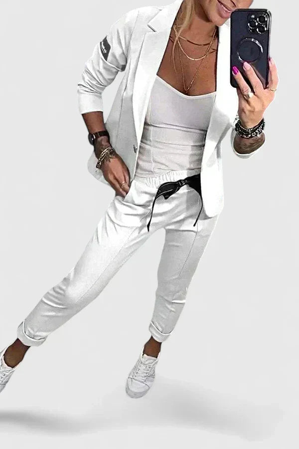 Long Sleeve Blazer and Slim Trousers Two Piece Set 9