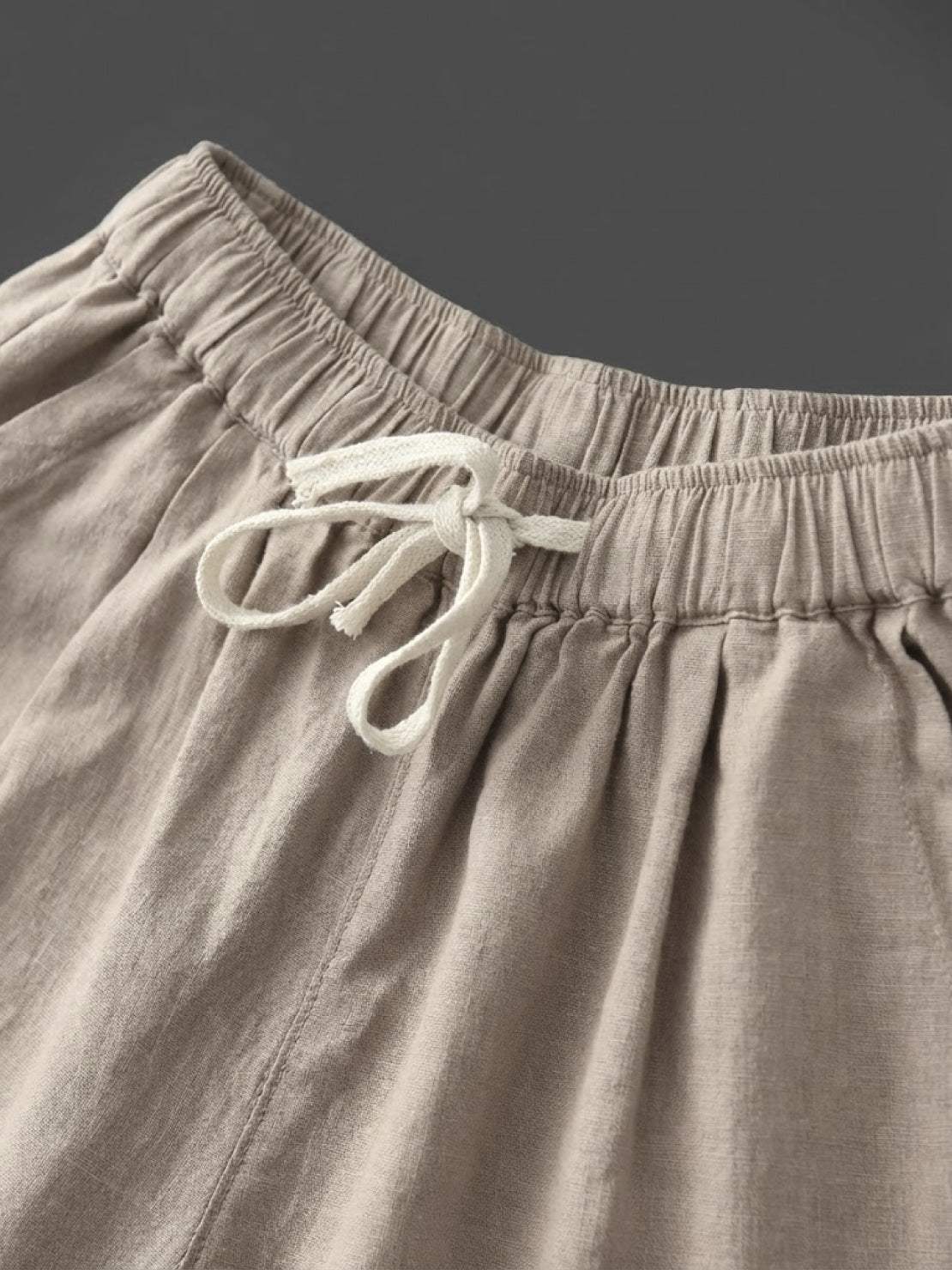High Waist Drawstring Tapered Linen Pants 4
