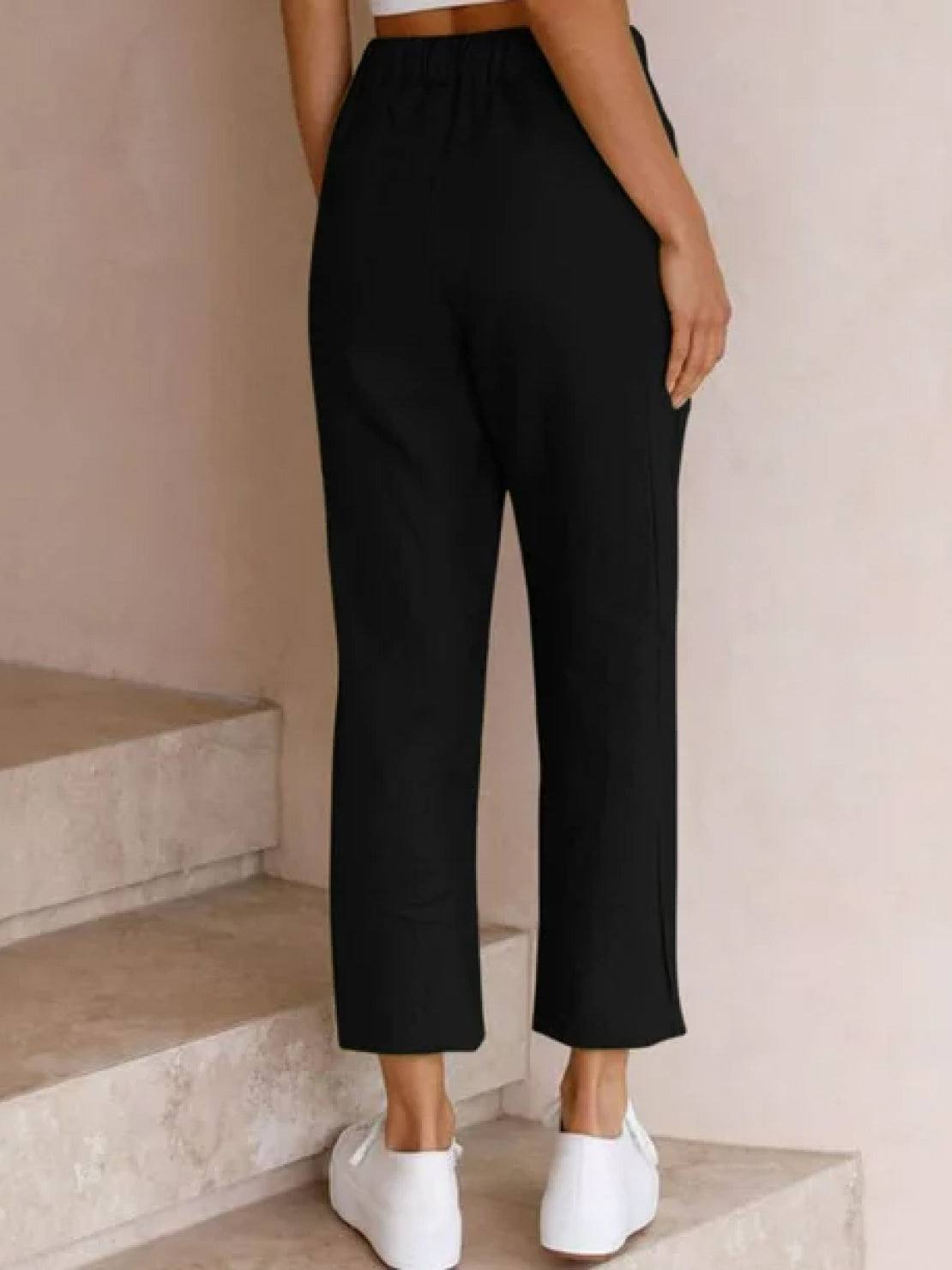 High Waist Drawstring Tapered Linen Pants 6