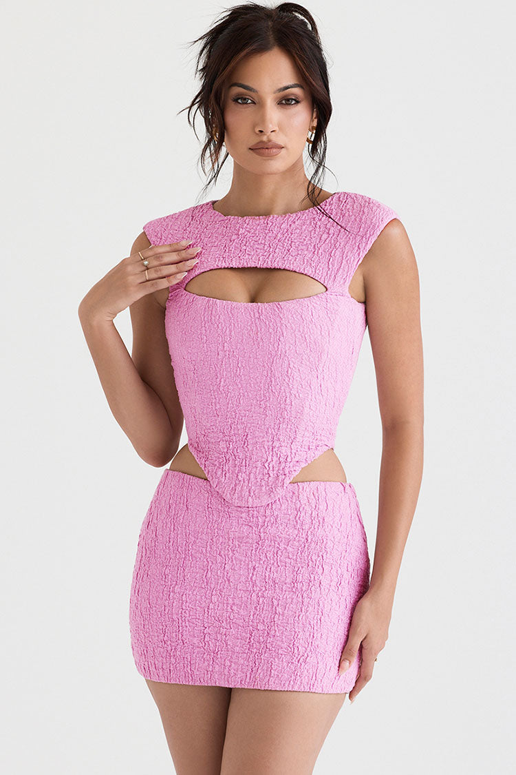 V-Neck Sleeveless Cut Out Corset Bodycon Mini Cocktail Dress