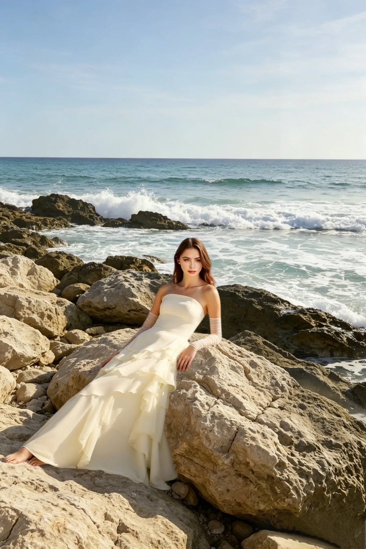 Chiffon Strapless Tiered Ruffle A-Line Maxi Prom Dress - View 3