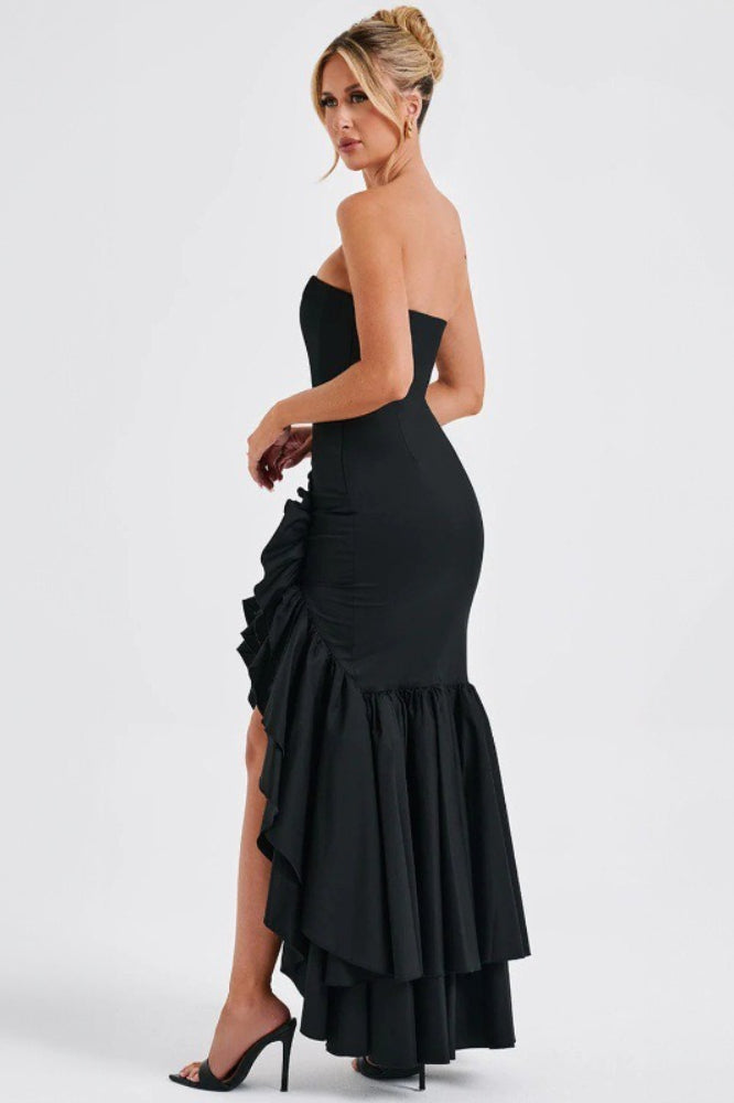Strapless Corset Ruffle Mermaid High Low Maxi Dress - View 6