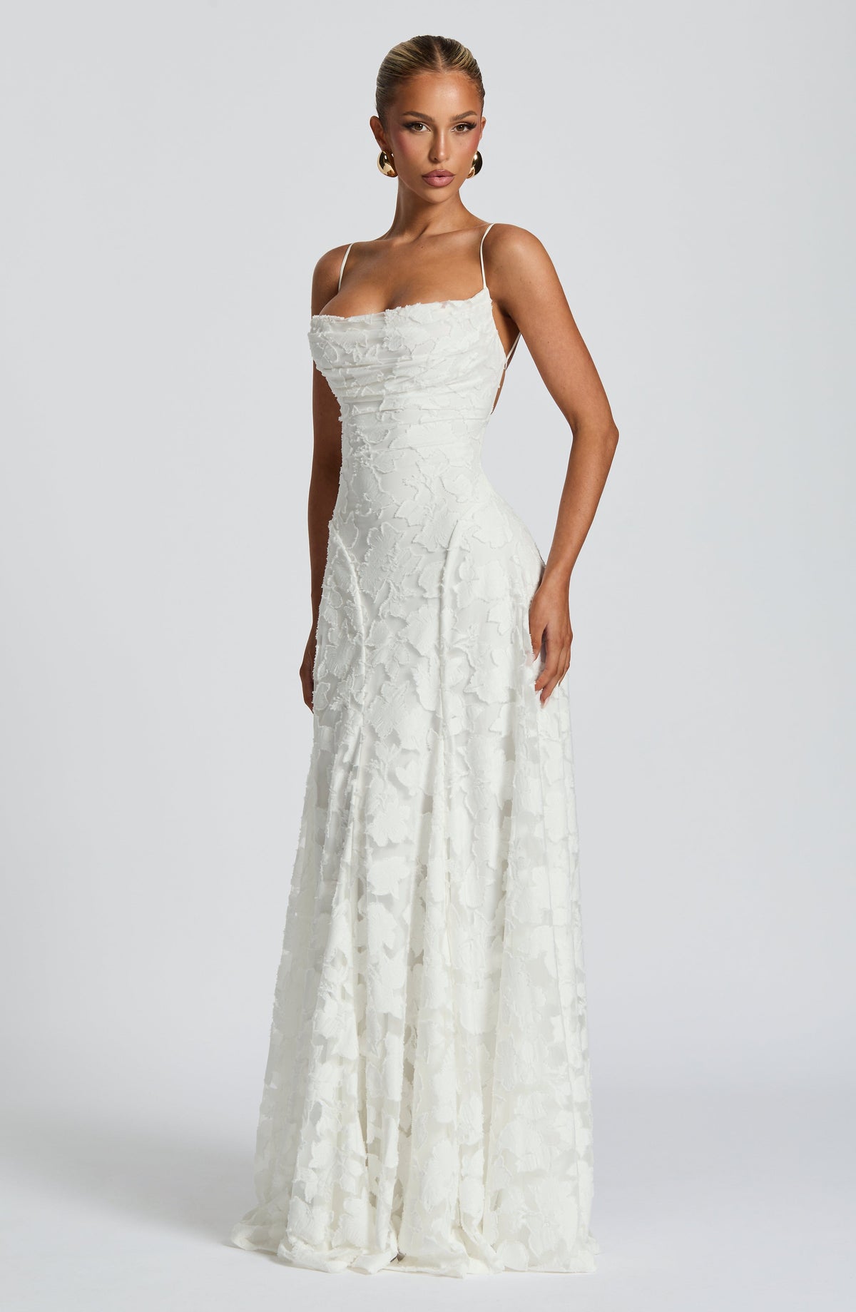 Floral Lace Spaghetti Strap Mermaid Maxi Gown Wedding 10