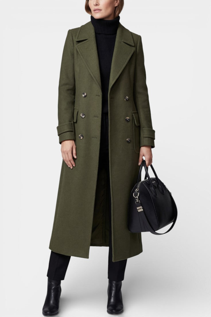 Notch Lapel Double Breasted Longline Coat 5