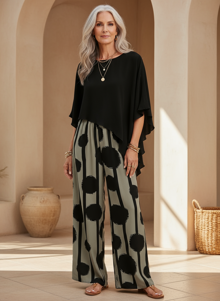 Layered Sleeveless Top and Striped Wide Leg Pants Two Piece Set 2