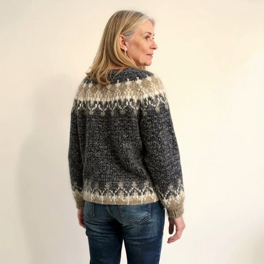 Crew Neck Fair Isle Knit Sweater 10